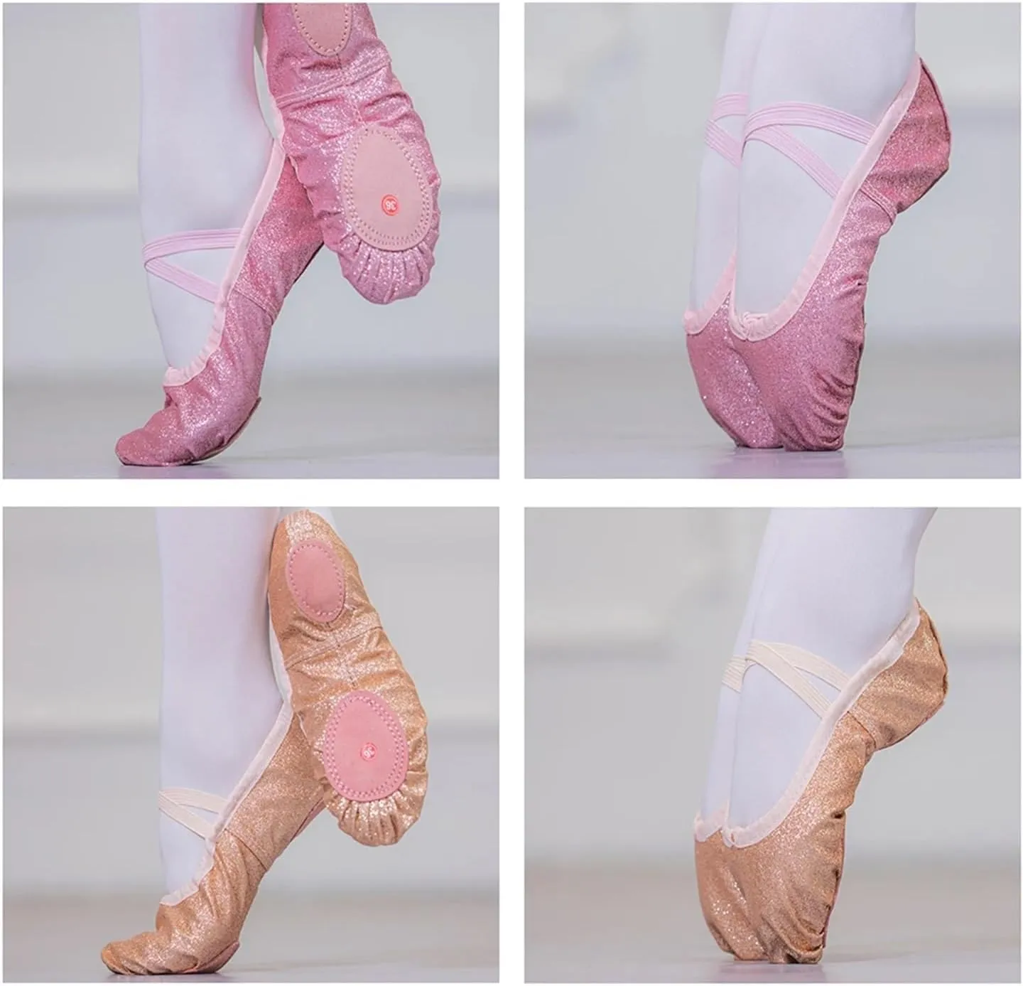 Glitter Ballet Dance Shoes Yoga Gym Flat Slippers Pink Blue Rose Red Colors Ballet Dance Shoes for Girls Children Women Teacher(Blue,24)