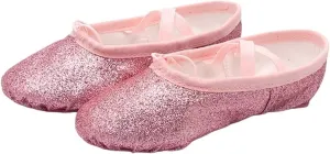 Glitter Ballet Dance Shoes Yoga Gym Flat Slippers Pink Blue Rose Red Colors Ballet Dance Shoes for Girls Children Women Teacher(Rose Red,35)