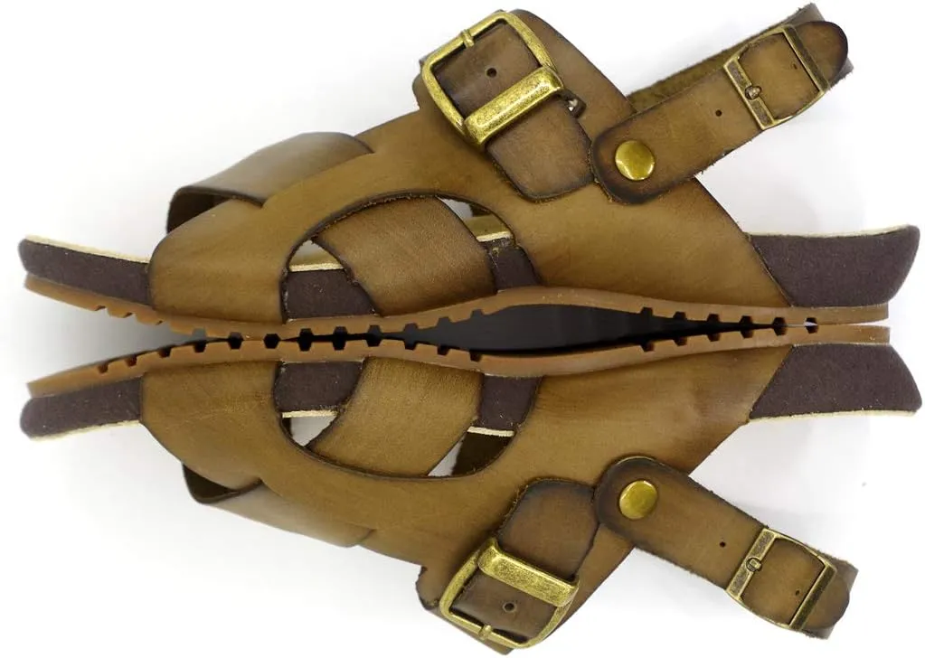 Harssidanzar Mens Leather Sandals Adjustable Ankle Strap sandals GM205