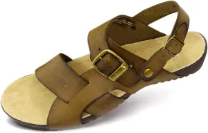 Harssidanzar Mens Leather Sandals Adjustable Ankle Strap sandals GM205