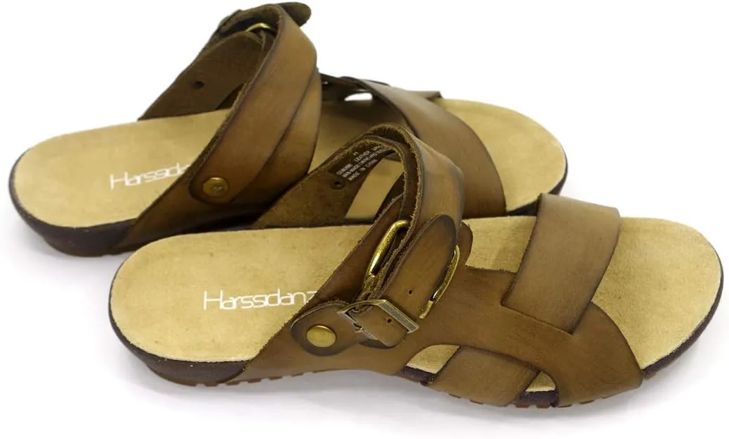Harssidanzar Mens Leather Sandals Adjustable Ankle Strap sandals GM205