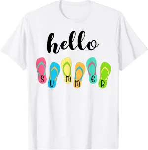 Hello Summer Colorful Flip Flops T-Shirt