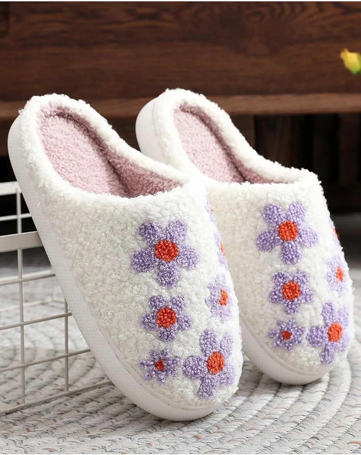House Slippers for Women Men, Fuzzy Slippers Unisex House Slippers Cozy Memory Foam Slippers Indoor Outdoor Warm Plush Bedroom Shoes