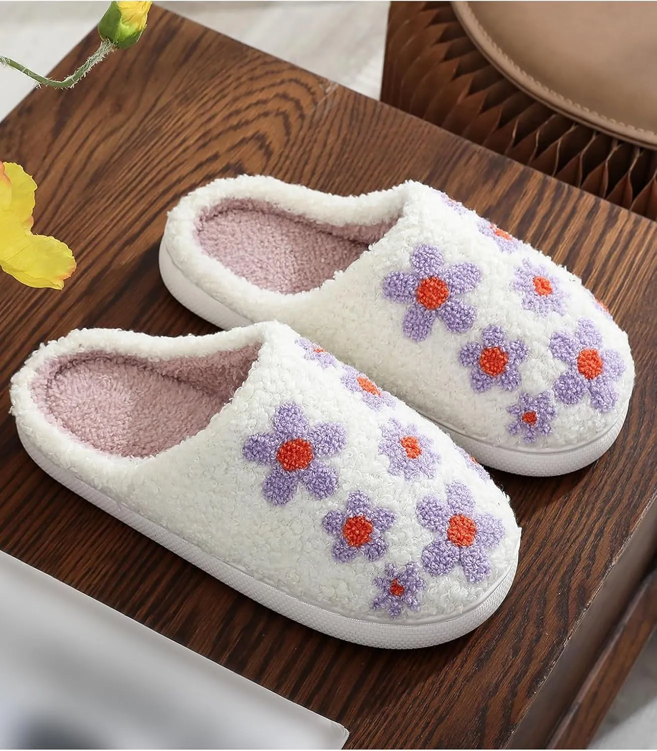 House Slippers for Women Men, Fuzzy Slippers Unisex House Slippers Cozy Memory Foam Slippers Indoor Outdoor Warm Plush Bedroom Shoes