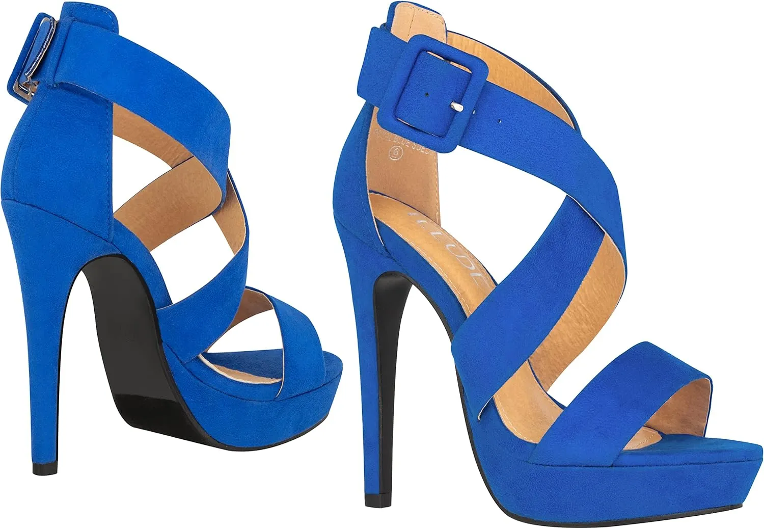 ILLUDE Women's High Heels Open Toe Ankle Strap Stilettos Platform Sexy Party Heeled Sandals – Cake
