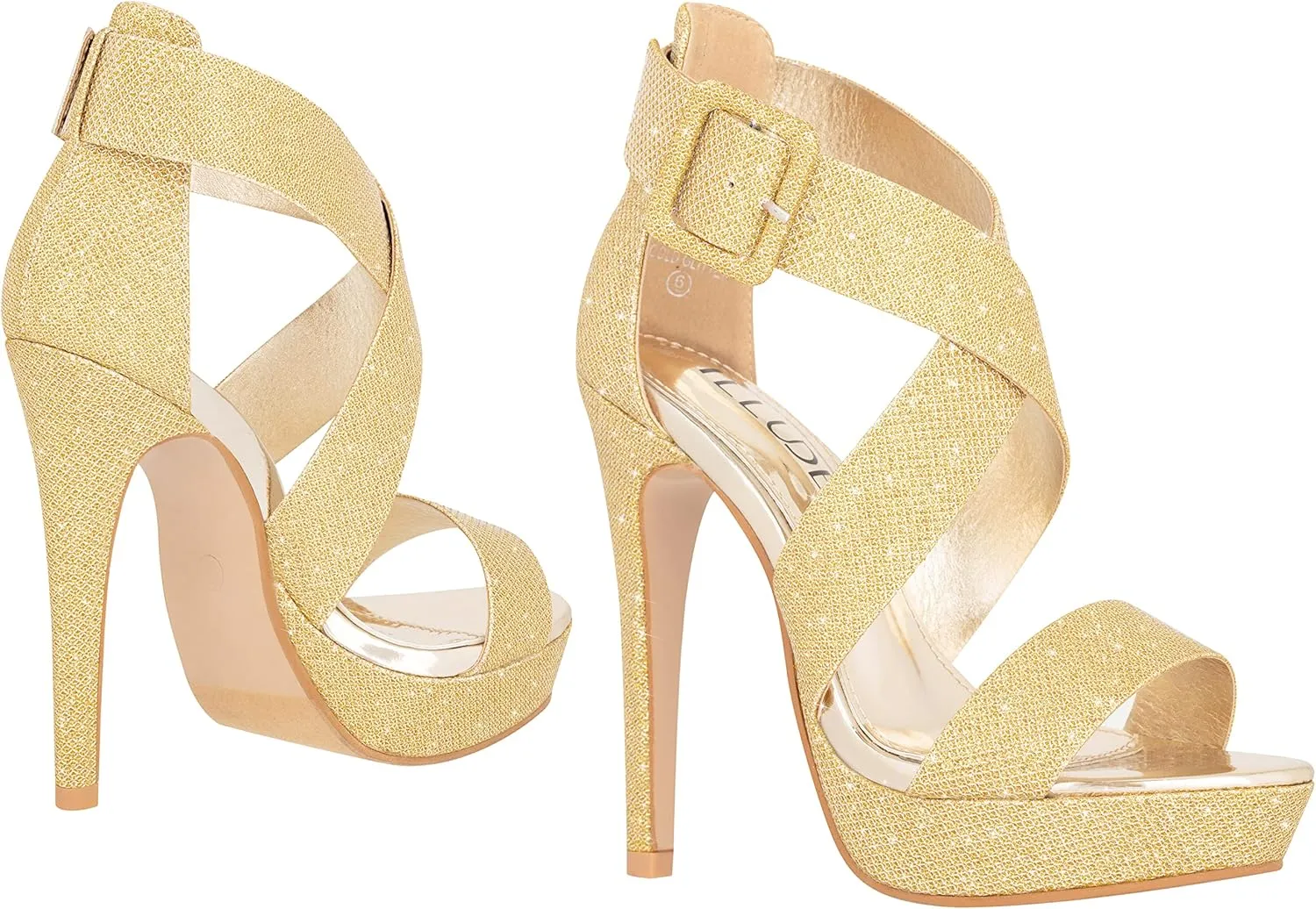 ILLUDE Women's High Heels Open Toe Ankle Strap Stilettos Platform Sexy Party Heeled Sandals – Cake