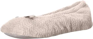 isotoner Women's Diamond Microterry Gemma Ballerina Slippers-Suede Sole with Memory Foam Comfort, Machine Washable
