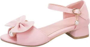 IWIHMIV Girls Dress Up Princess Shoes Low Heel Slip On Mary Jane Flower Wedding Party Shoes for Kids Toddler