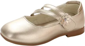 IWIHMIV Toddler Girls Leather Mary Jane Shoes Little Girls Slip on Flat Shoes Toddler Non Slip Dress Shoes