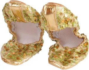 jojofuny 1 Pair Dancing Shoes Full Sole Ballet Slipper Sock Slippers Round Toe Ballet Flat Anti-slip Shoes Pumpkin Leaf Bags Glitter Sneakers Latin Shoes Girl Women's Ballet Shoes Golden