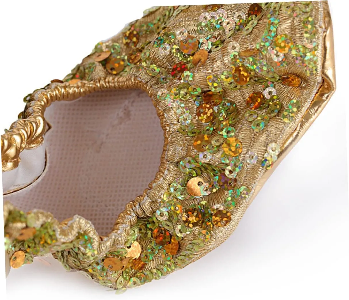 jojofuny 1 Pair Dancing Shoes Full Sole Ballet Slipper Sock Slippers Round Toe Ballet Flat Anti-slip Shoes Pumpkin Leaf Bags Glitter Sneakers Latin Shoes Girl Women's Ballet Shoes Golden