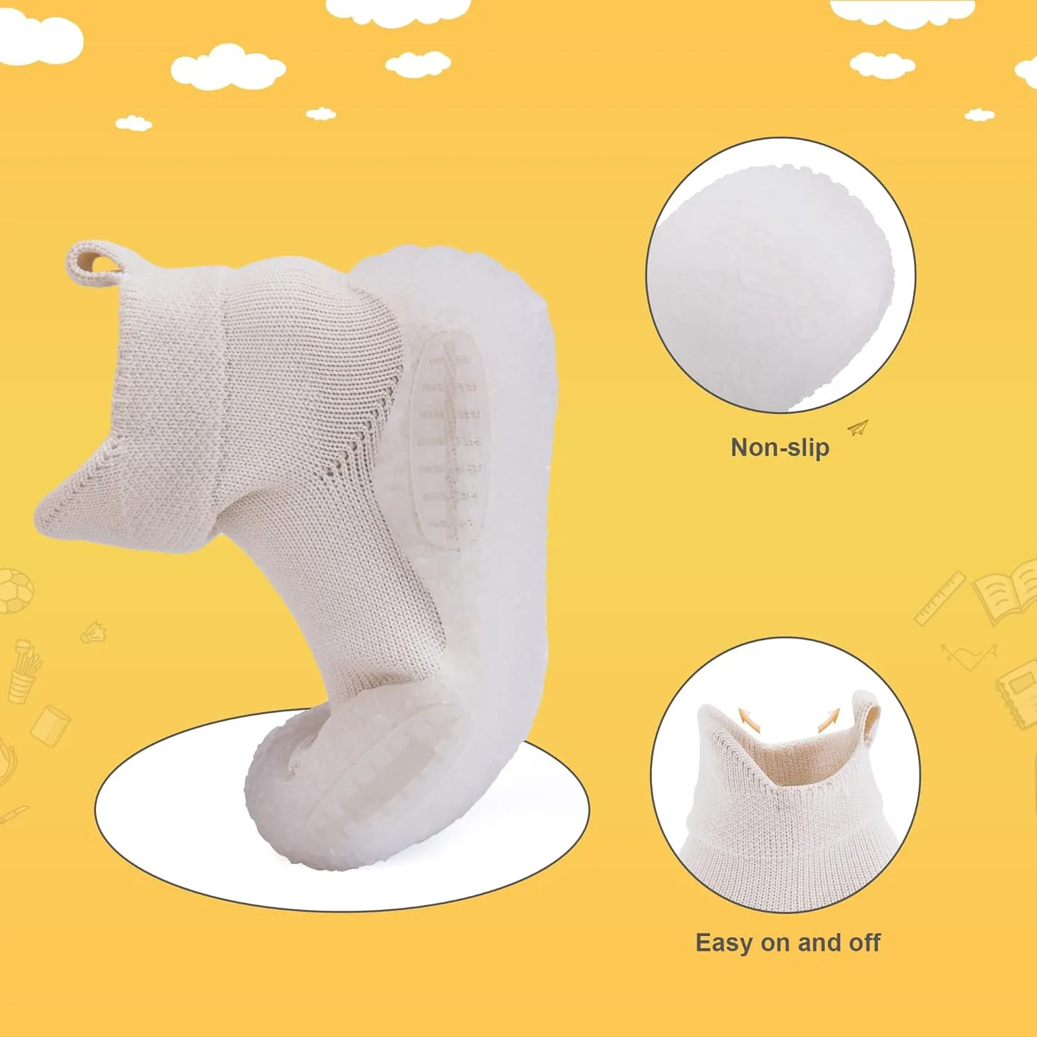 Kids Sock Shoes Non-Skid Sneakers Boys Girls Water Shoes Toddlers Babys Walking Shoes Soft Rubber Sole