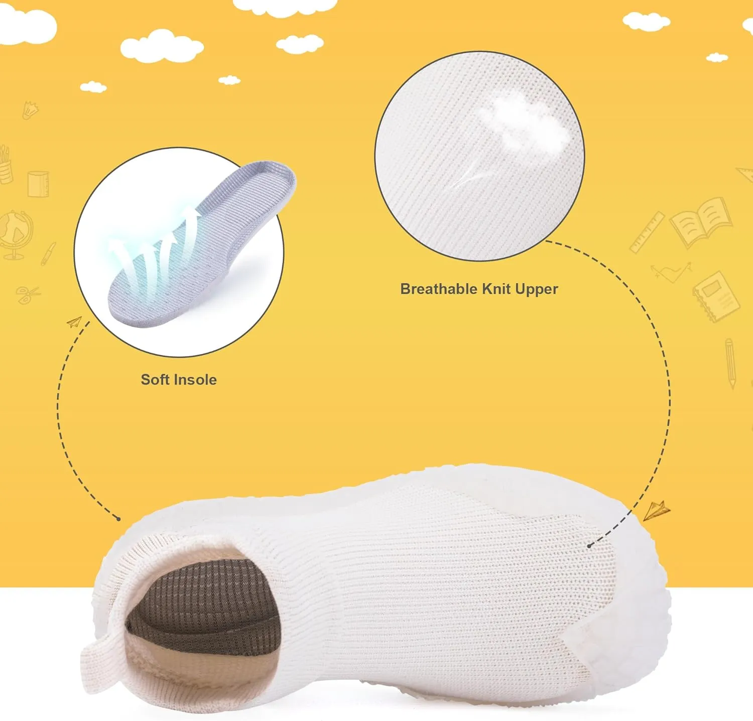 Kids Sock Shoes Non-Skid Sneakers Boys Girls Water Shoes Toddlers Babys Walking Shoes Soft Rubber Sole
