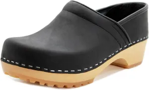 KLGN Tindra Wood Closed Back Grippy Leather Clogs