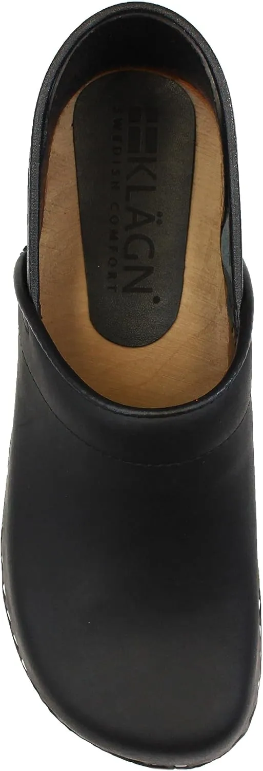 KLGN Tindra Wood Closed Back Grippy Leather Clogs