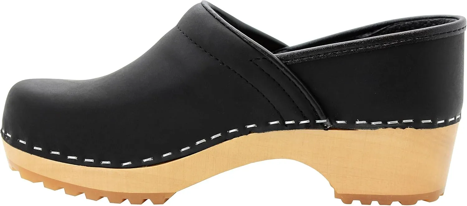 KLGN Tindra Wood Closed Back Grippy Leather Clogs