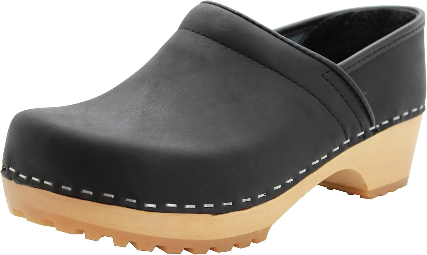 KLGN Tindra Wood Closed Back Grippy Leather Clogs