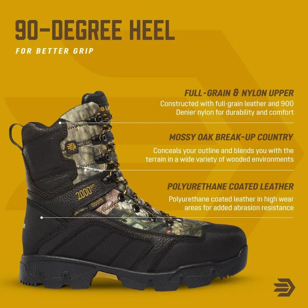 LaCrosse Mens Cold Snap 9 Hunting Boots featuring 2000G Thinsulate Ultra Insulation, Grippy Permafrost Outsole, and Supportive EVA Footbed