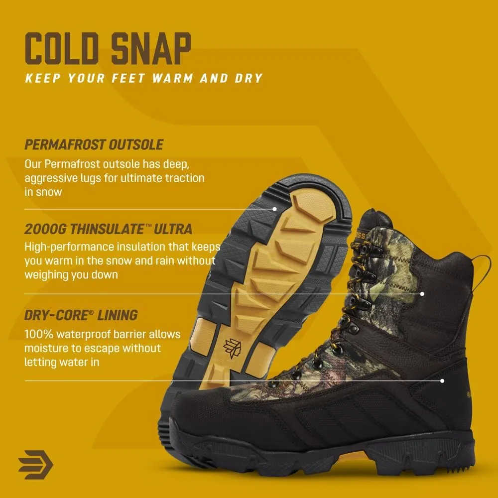 LaCrosse Mens Cold Snap 9 Hunting Boots featuring 2000G Thinsulate Ultra Insulation, Grippy Permafrost Outsole, and Supportive EVA Footbed