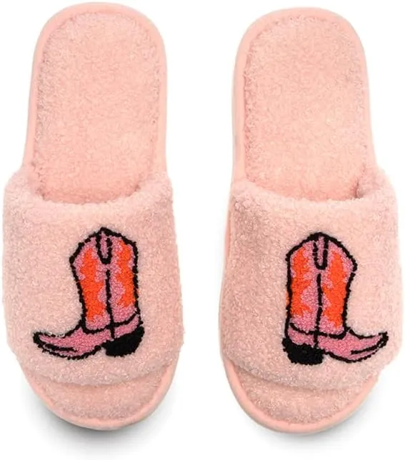 Living Royal Slide Slippers, Novelty Cozy Non-Slip Rubber Sole, Soft 100% Polyester, Funny Fuzzy Design