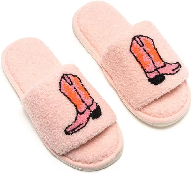 Living Royal Slide Slippers, Novelty Cozy Non-Slip Rubber Sole, Soft 100% Polyester, Funny Fuzzy Design