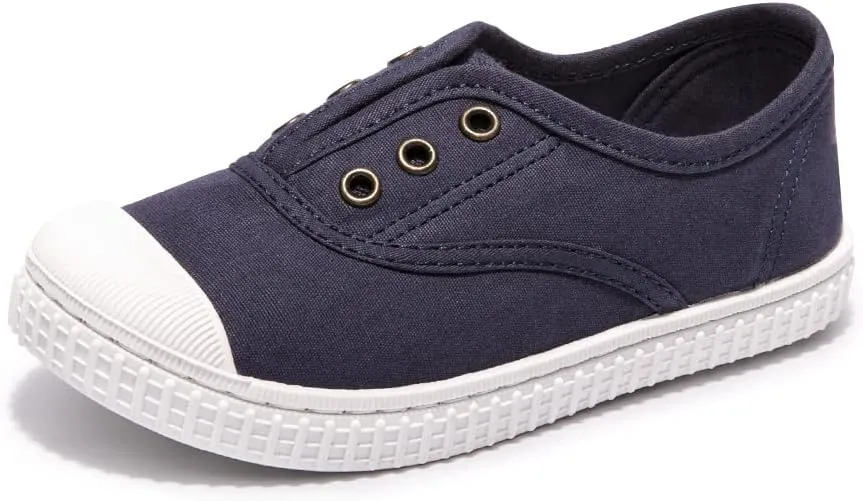 Luffymomo Boy's Girl's Canvas Sneakers Elastic Tongue Slip on Running Shoes Lightweight Casual School Tennis Shoes for Toddle/Little Kids
