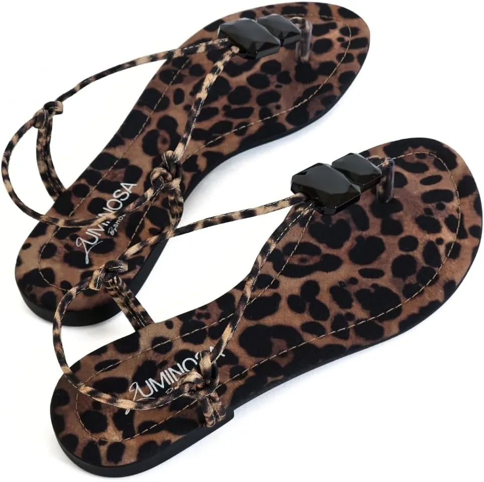 LUMINOSA Women's Adjustable Strappy Sandals with Decorative Ornament  Parent