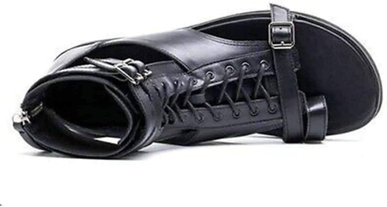 Men Sandals High Top Leather Sandals Toe Shoes Fashion Shoes Mens Closed Toe Sandal