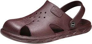 Men Summer Casual Leather Sandals Adjustable Closed Toe Summer Comfortable Wter Friendly Beach Shoes