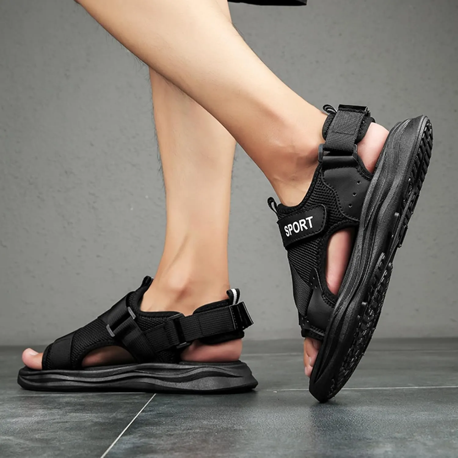 Men Thick Soled Shoes Fashion Foot Fish Mouth Sandals Thick Soled Breathable Purpose Sports Mens Sandals