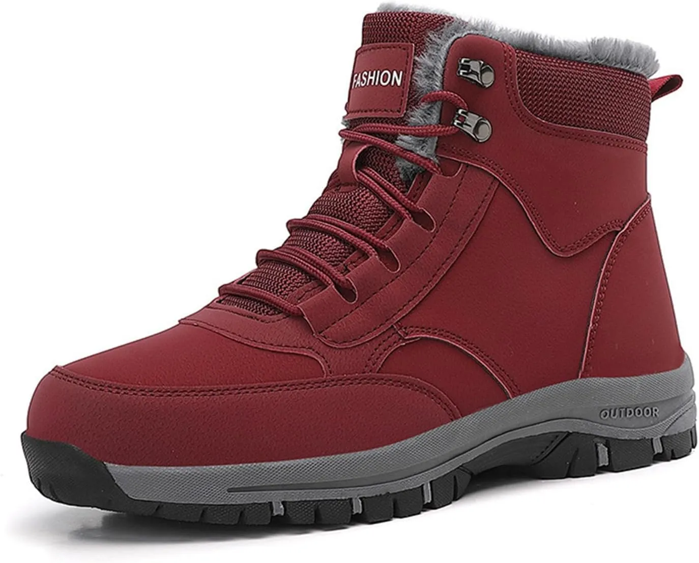 Men Work Boots Steel Toe Hiking Sneakers Warm Fur Lined Womens Safety Toe Shoes Soft Toe Work Botas Soft Toe Non Slip Rubber Sole Hike Grounded Footwear