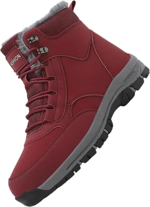 Men Work Boots Steel Toe Hiking Sneakers Warm Fur Lined Womens Safety Toe Shoes Soft Toe Work Botas Soft Toe Non Slip Rubber Sole Hike Grounded Footwear