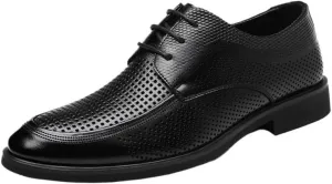 Men's Contemporary Cap-Toe Derby Shoes - Breathable Mesh Lining Formal Footwear for Business Luncheons & After-Hours Networking
