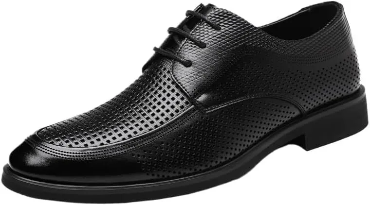 Men's Contemporary Cap-Toe Derby Shoes - Breathable Mesh Lining Formal Footwear for Business Luncheons & After-Hours Networking