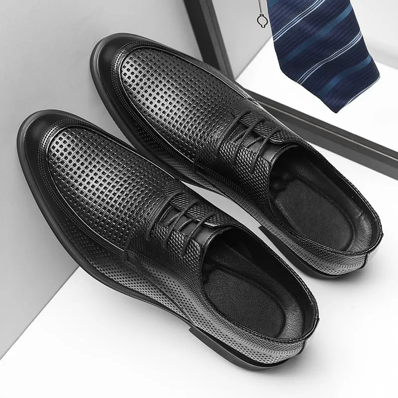 Men's Contemporary Cap-Toe Derby Shoes - Breathable Mesh Lining Formal Footwear for Business Luncheons & After-Hours Networking