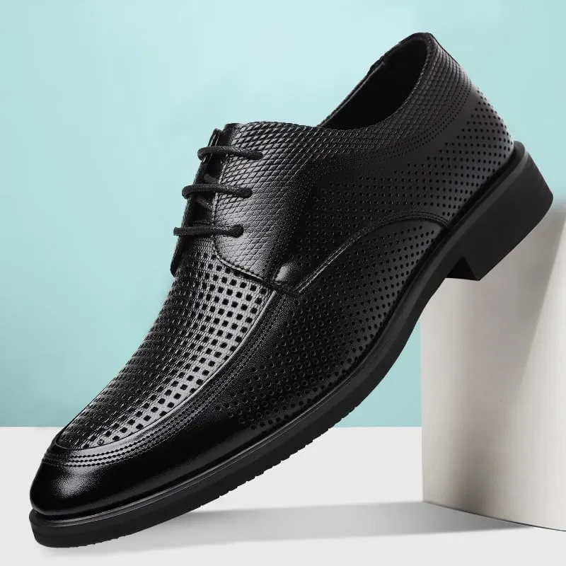 Men's Contemporary Cap-Toe Derby Shoes - Breathable Mesh Lining Formal Footwear for Business Luncheons & After-Hours Networking