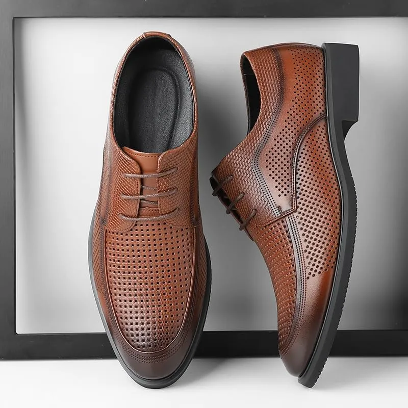 Men's Contemporary Cap-Toe Derby Shoes - Breathable Mesh Lining Formal Footwear for Business Luncheons & After-Hours Networking