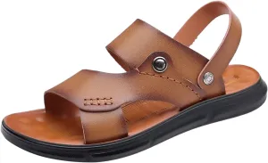 Men's Sandals Adjustable Summer Fisherman Beach Shoes Leather Sandals for Men's Open Toe