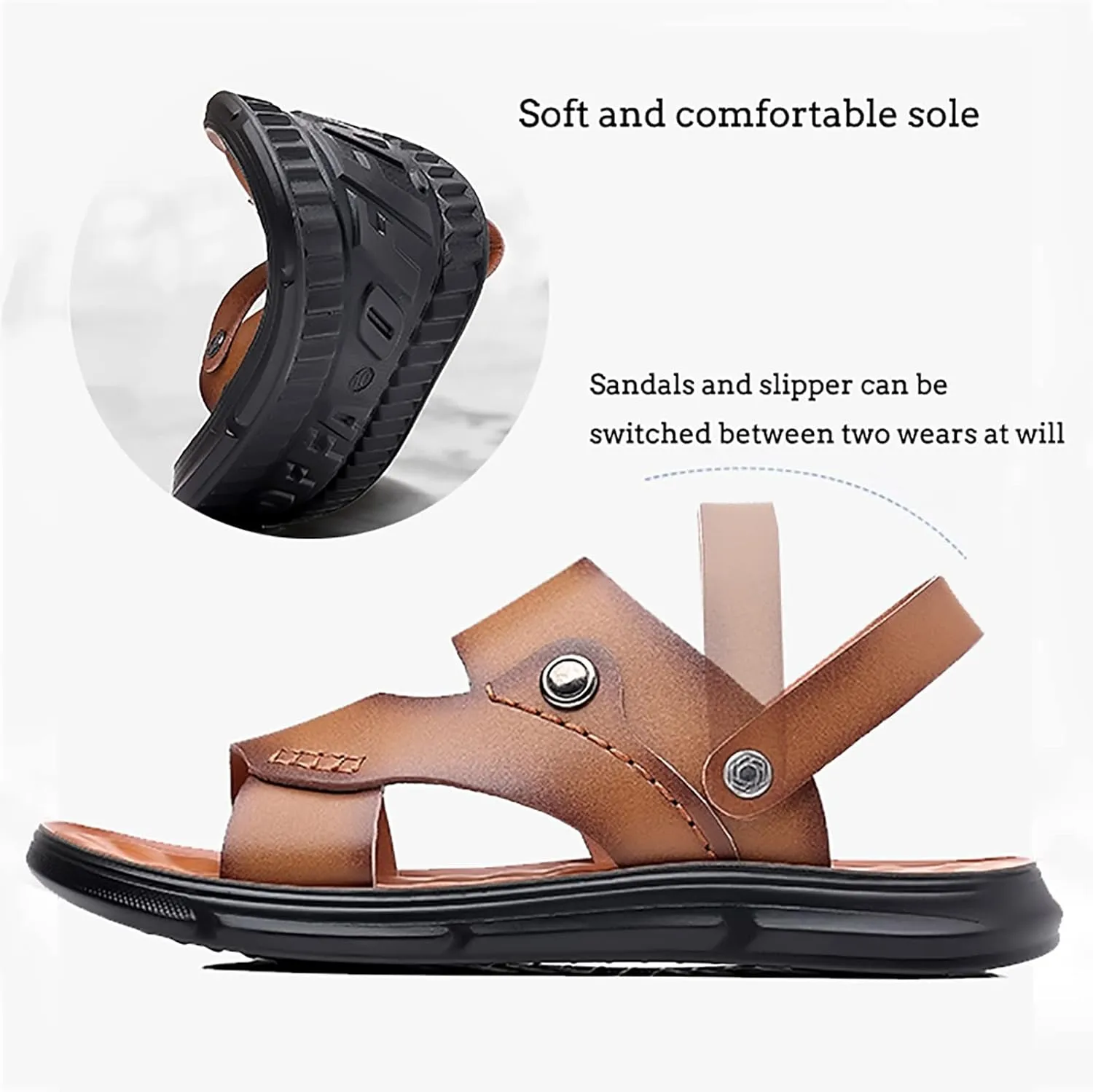 Men's Sandals Adjustable Summer Fisherman Beach Shoes Leather Sandals for Men's Open Toe