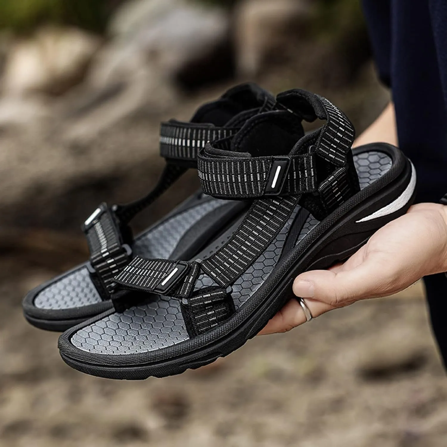 Mens Sandals Mens Beach Sandals Men Summer Shoes Sandal Outdoor with Adjustable Straps