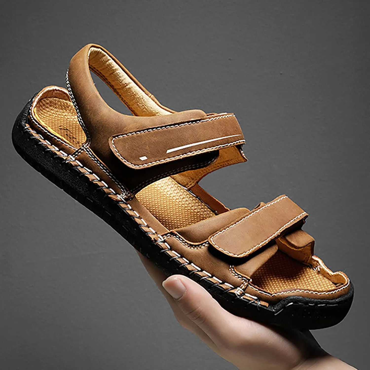 Men's Sandals Open Toe Strap Adjustable Sandal Summer Travel Sandals Men Walking Breathable Hiking Sandal