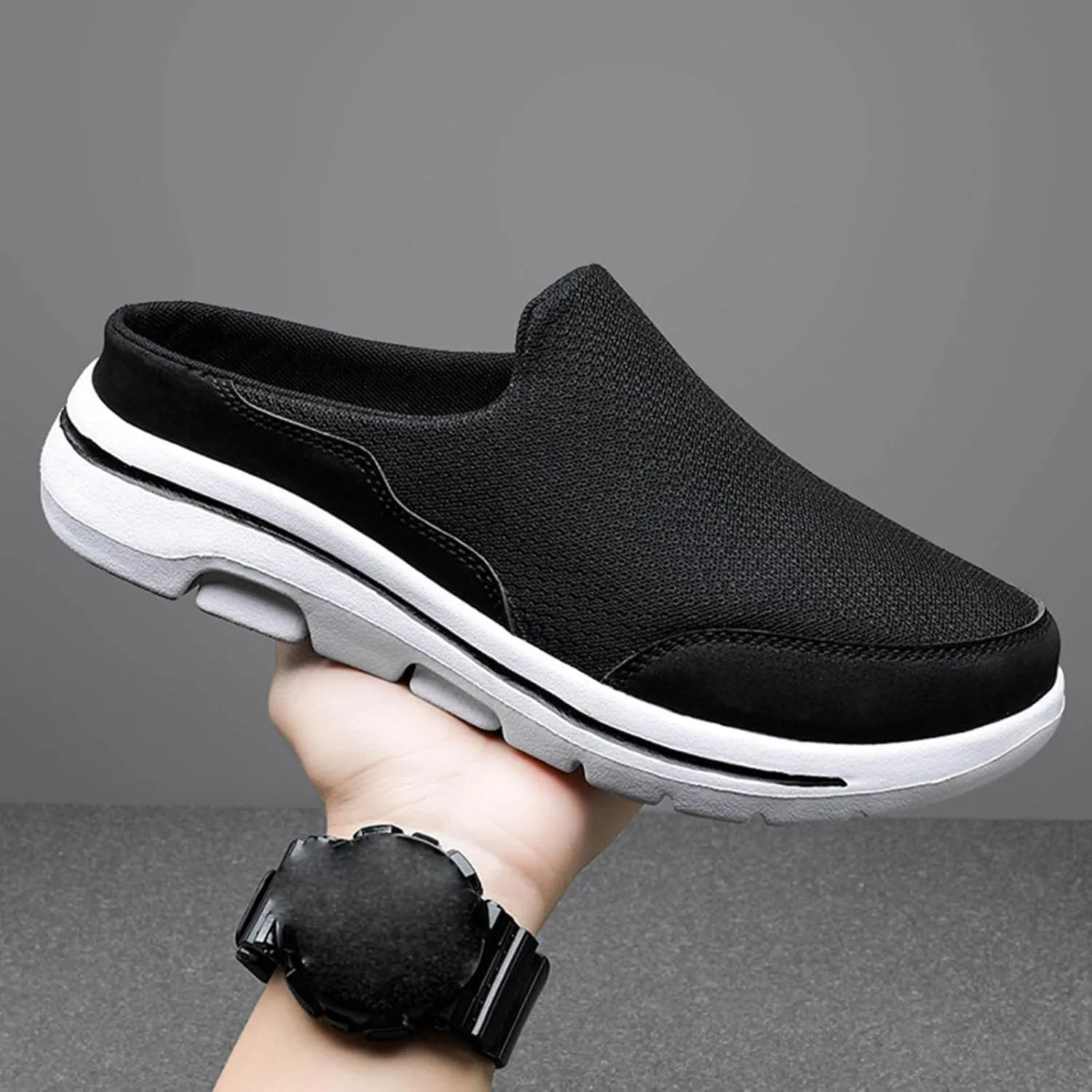Mens Slippers with Arch Support Casual Mules Slip On Shoes Women Comfort Casual Shoes Trendy Platform Sneakers Waterproof Tennis Shoe White Loafers