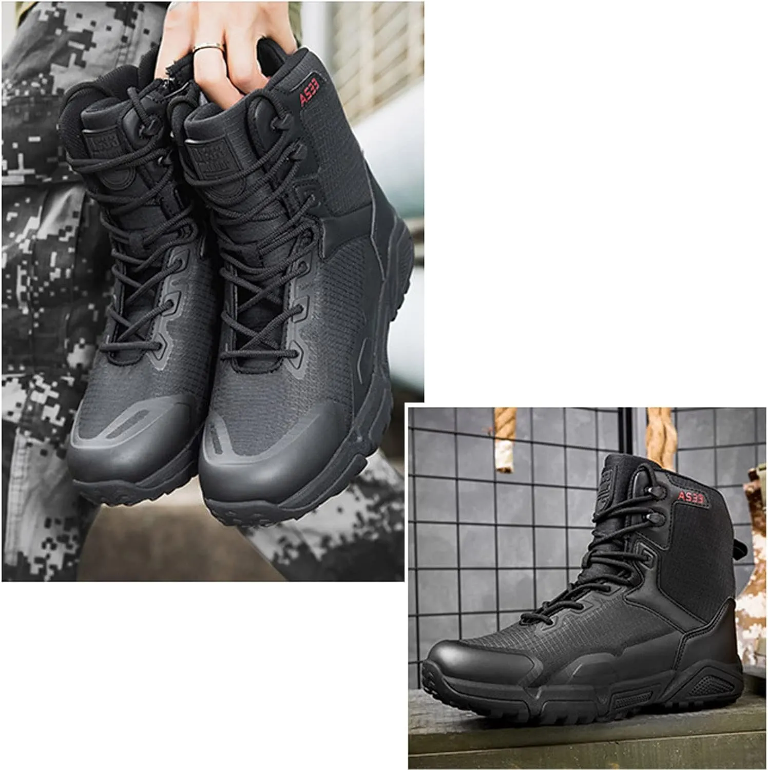 Men's Work Boots Hunting Boots Lightweight Combat Boots Microfiber Leather Military Tactical Motorcycle Boots