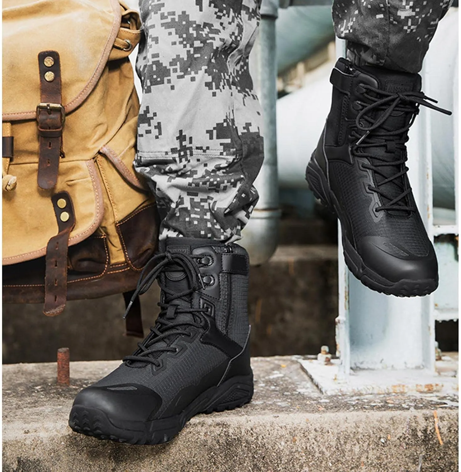 Men's Work Boots Hunting Boots Lightweight Combat Boots Microfiber Leather Military Tactical Motorcycle Boots