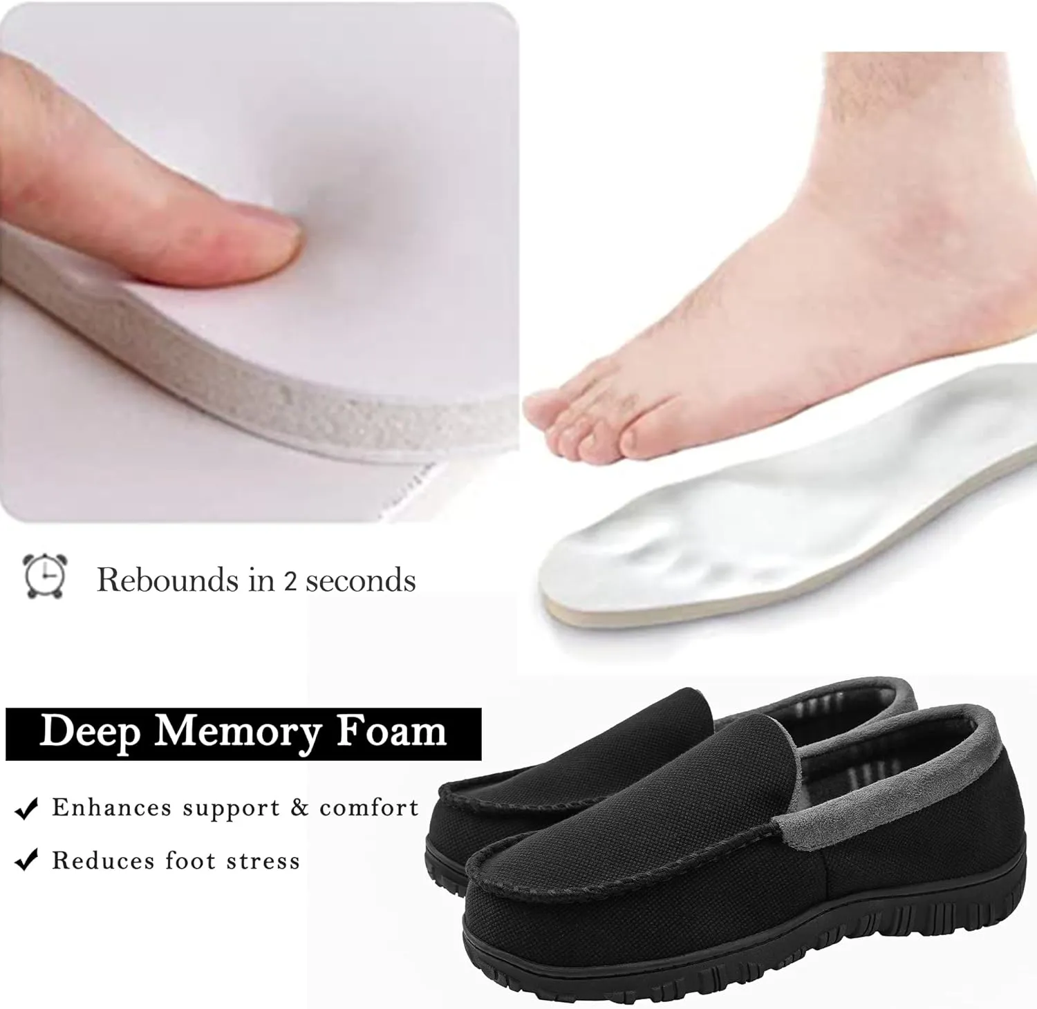 MIXIN Mens Slippers Moccasins Slippers for Men House Shoes with Warm and Cozy Memory Foam Hard Sole Men's Indoor Outdoor Slippers