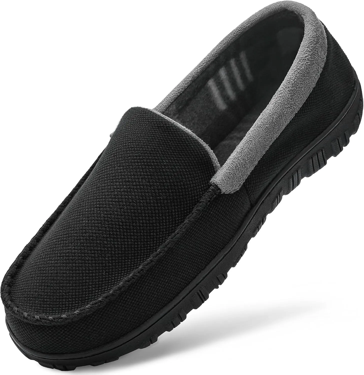 MIXIN Mens Slippers Moccasins Slippers for Men House Shoes with Warm and Cozy Memory Foam Hard Sole Men's Indoor Outdoor Slippers
