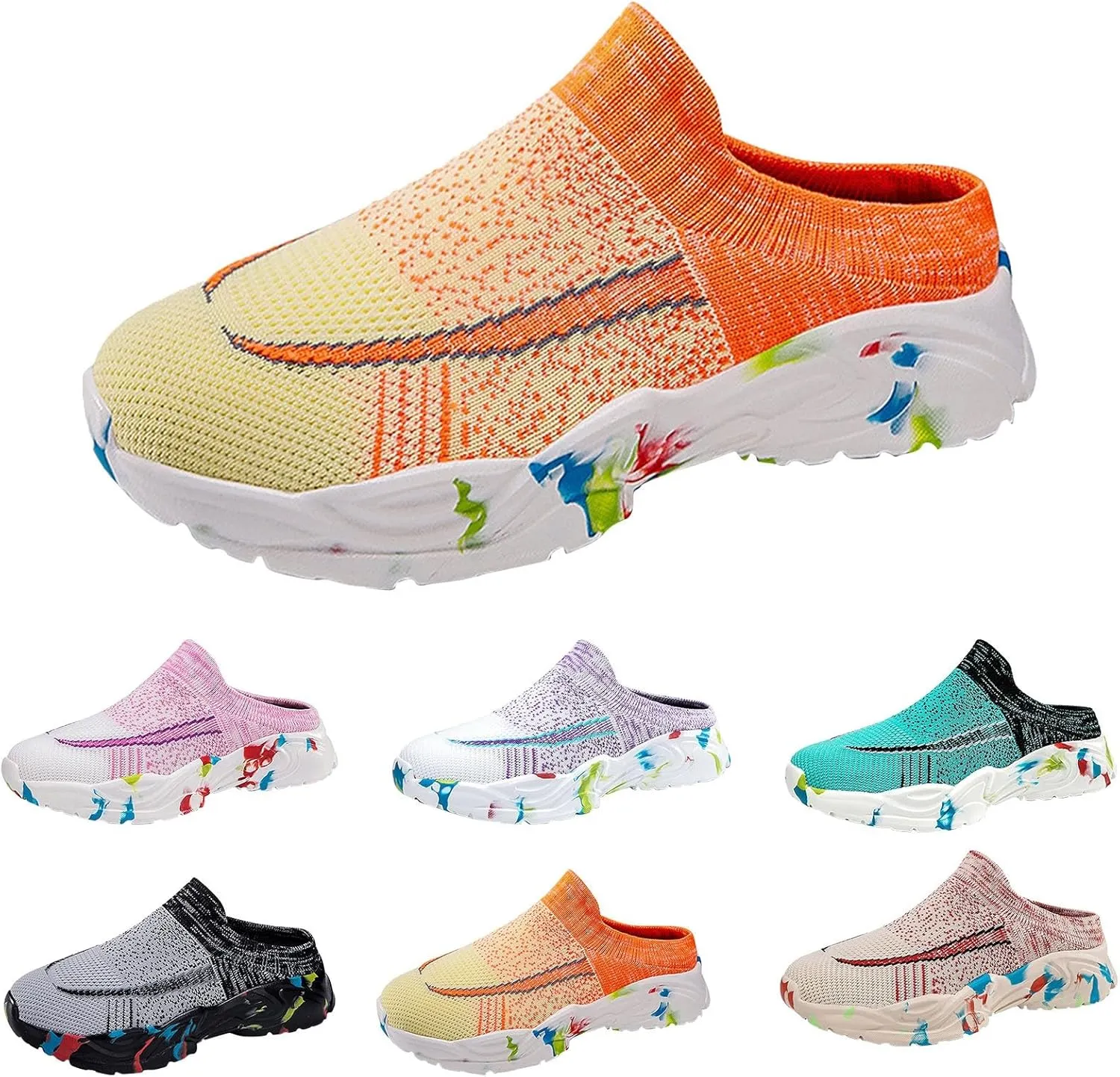 Mules for Women 2025 Backless Walking Sneakers Running Shoes for Women Jogging Women's Casual Shoes Women's Fashion Sneakers Slip On Tennis Shoe White Loafers