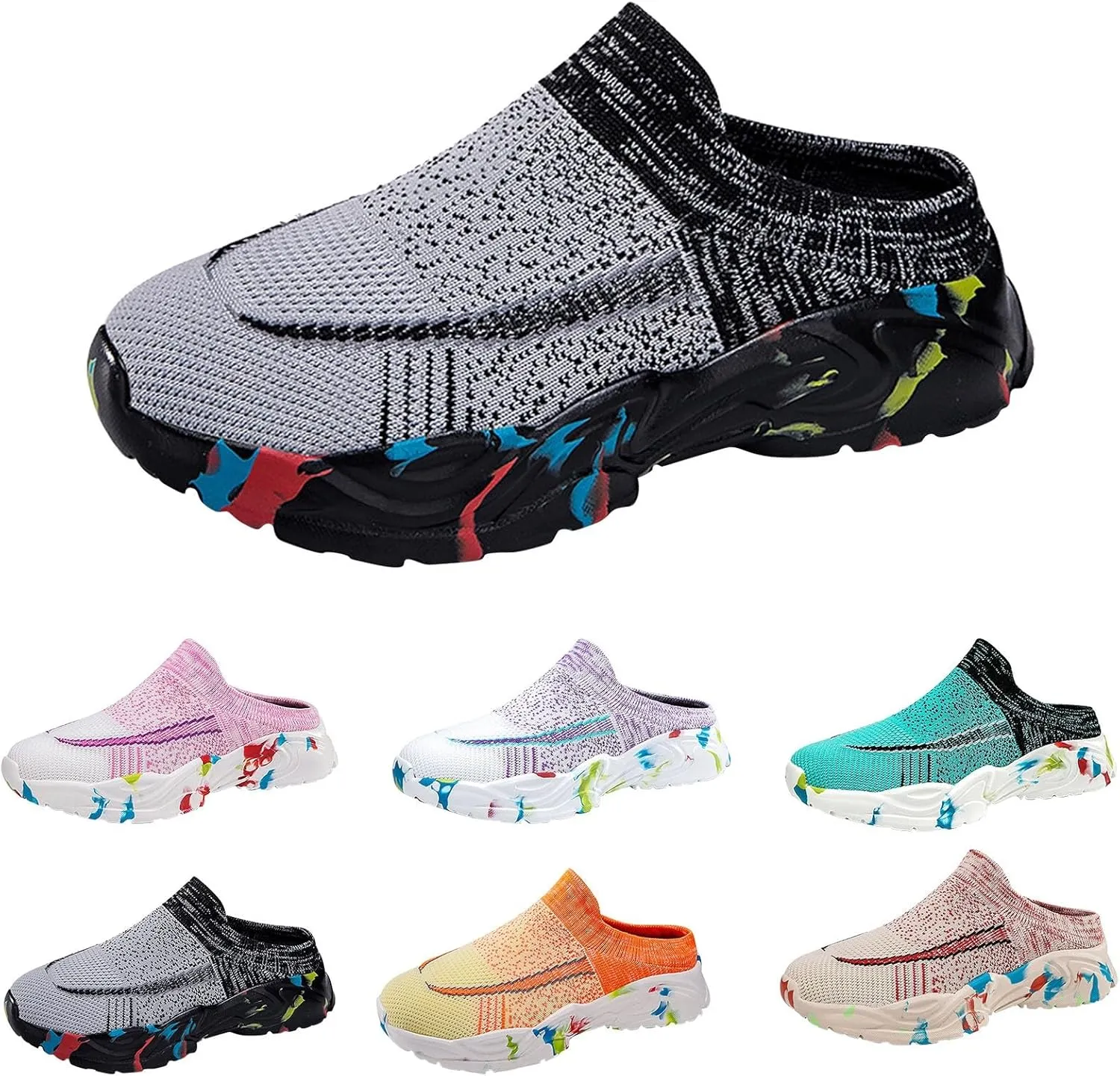 Mules for Women 2025 Backless Walking Sneakers Running Shoes for Women Slip On Casual Slip On Shoes High Top Sneakers White Tennis Shoe Casual Loafers