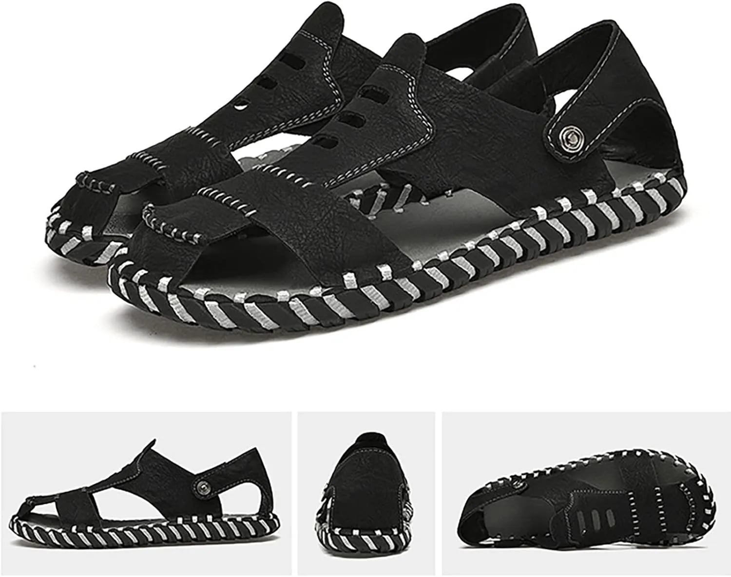 New Summer Cool Slippers Korean Version Breathable Daily Versatile Men's Casual Shoes Handmade Slip on Slides for Men