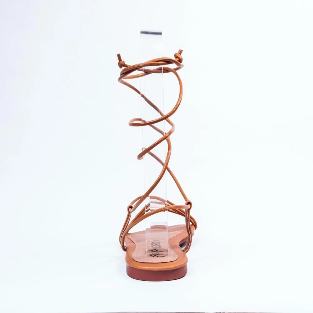 Nord Amaryllis Womens Lace up Flat Sandals with Ankle Strap Summer Criss-Cross Gladiator Shoes
